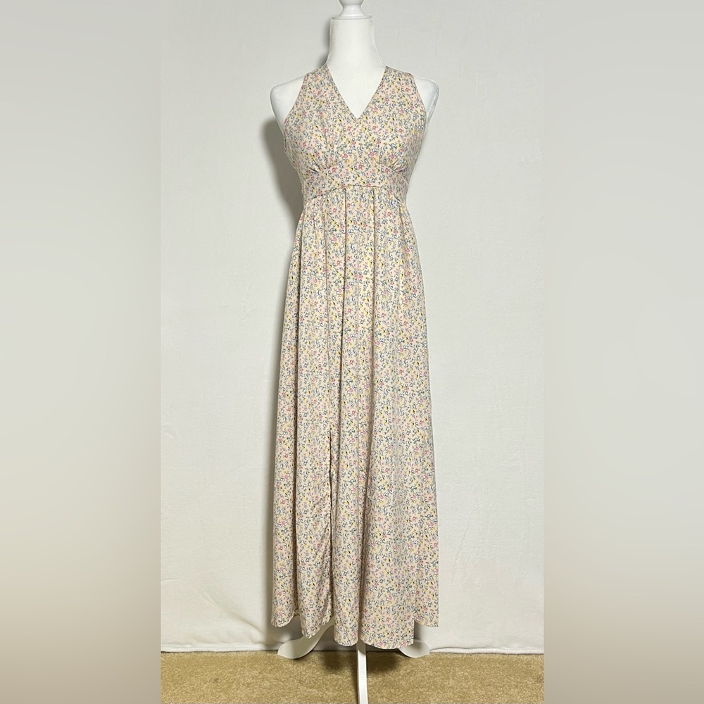 SHEIN Peach Pink Floral Halter Maxi Dress - size XS